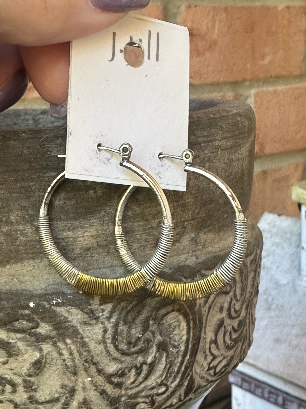 J. Jill two-tone wire-wrapped and coiled hoop earrings